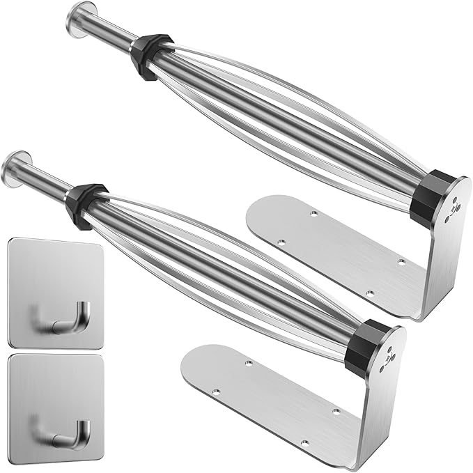 2 Pack Paper Towel Holder Under Cabinet + 2 Towel Robe Hook, Single Hand by HelpYouSaveMoreSpace