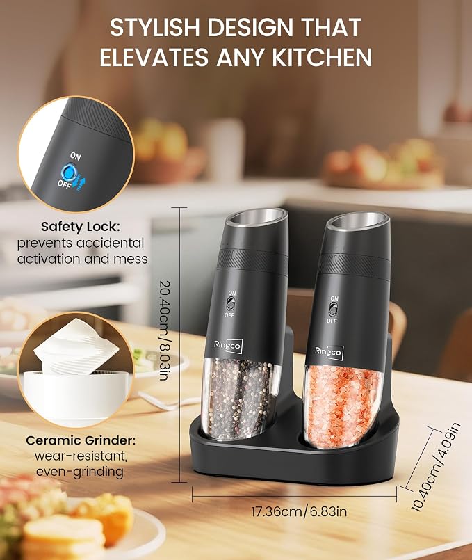 Gravity Electric Salt and Pepper Grinder Set - Image 6
