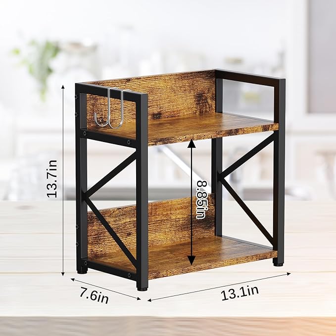 RUILALIFE 2 Tier Kitchen Counter Shelf Organizer, Coffee Bar Station Organizer - Image 5