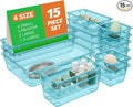 SpaceHacks 15 PCS Clear Plastic Drawer Organizer Set, 4-Size Acrylic Drawer by SpaceHacks
