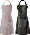 Tosewever 2 Pieces Kitchen Cooking Aprons, Cotton Polyester Blend Adjustable by Tosewever