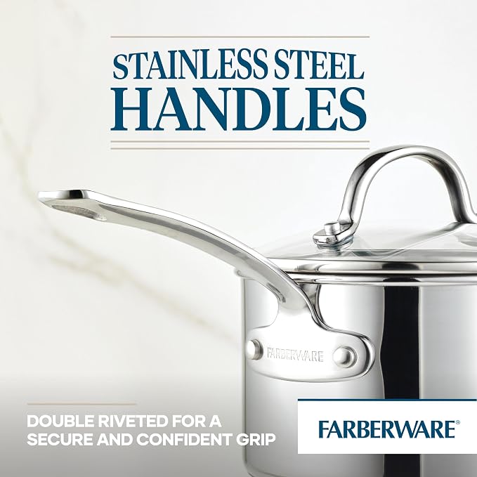 Farberware Millennium Stainless Steel Nonstick Cookware Set, 10-Piece Pot and - Image 2