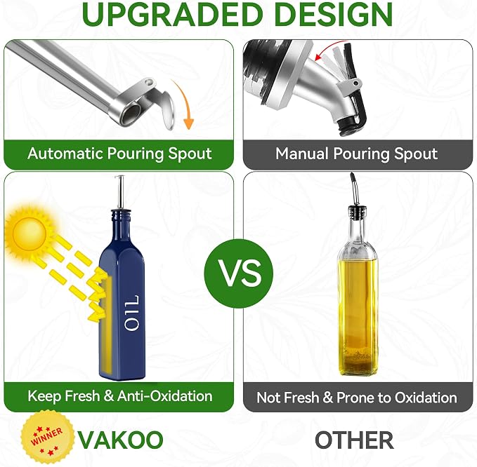 Vakoo Oil and Vinegar Dispenser Set - 17oz/500ml - Image 3