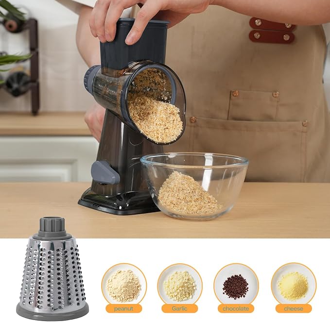 Rotary Cheese Grater with Handle-Versatile Cheese Grater Non-Slip Suction Base - Image 7