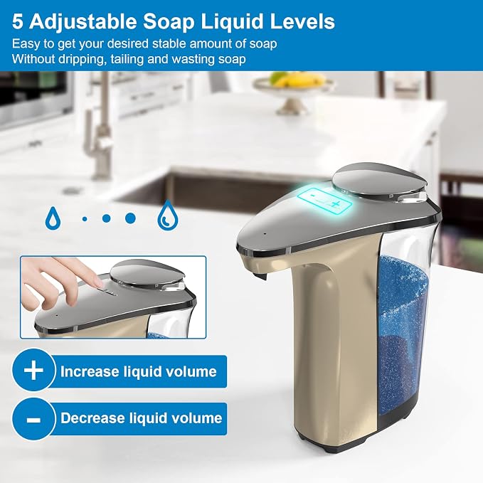 PZOTRUF Automatic Soap Dispenser, Touchless Dish Soap Dispenser 17oz/500ml - Image 4