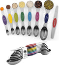 ChefAide Pack of 8 Stainless Steel Magnetic Measuring Spoons Set, Dual Sided by ChefAide