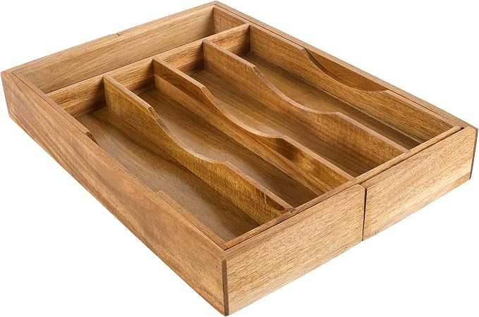 Expandable Acacia Kitchen Drawer Organizer - Image 9