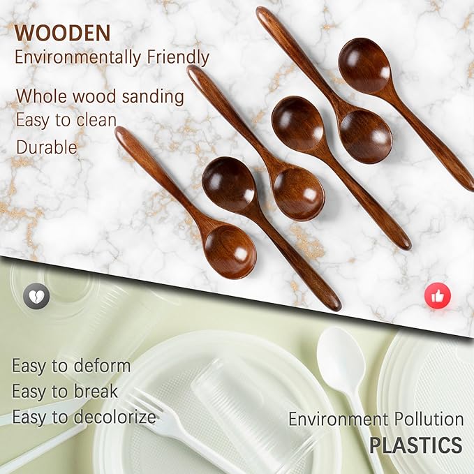 6 PCS Wooden Spoons for Honey, 6.7 inch Small Wooden Spoons - Image 6