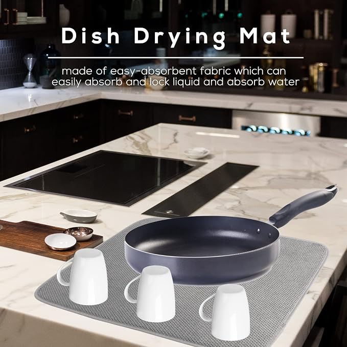 2 Pack Microfiber Dish Drying Mat, Absorbent Dish Drainer Kitchen Counter - Image 5