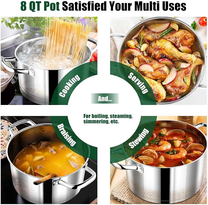 P&P CHEF 8 Quarts Cooking Stock Pot - Image 6
