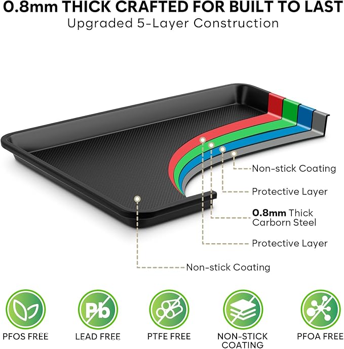 Half Sheet Pan with Cooling Rack 17.3” x 13.1”, Cookie Sheets - Image 3