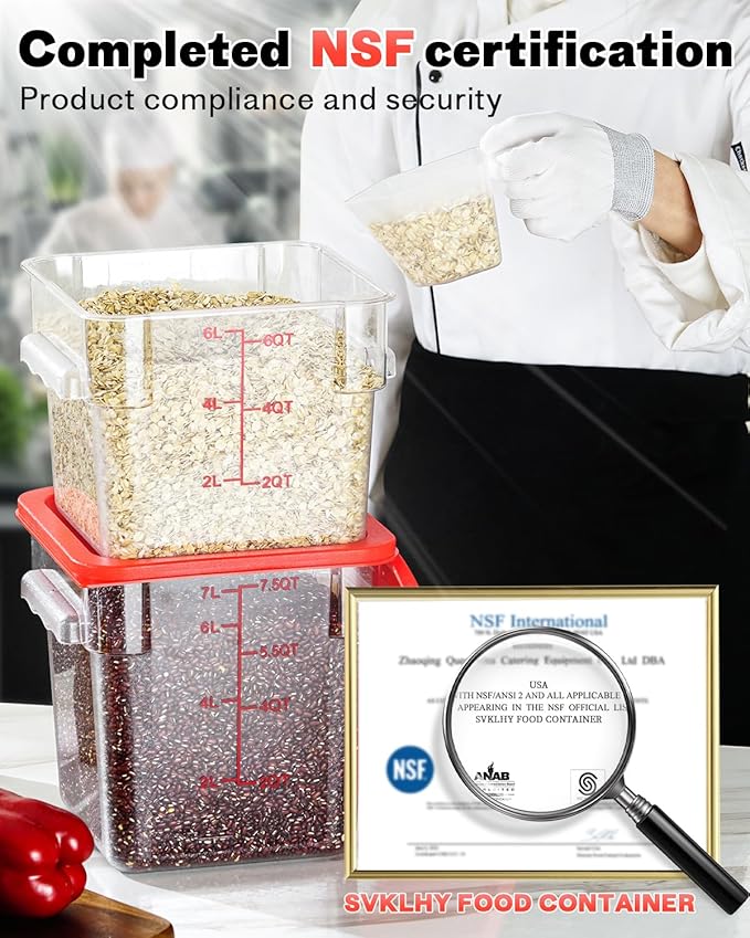 4QT NSF Food Storage Containers: 2 PCS Commercial Clear Food Storage Containers - Image 3
