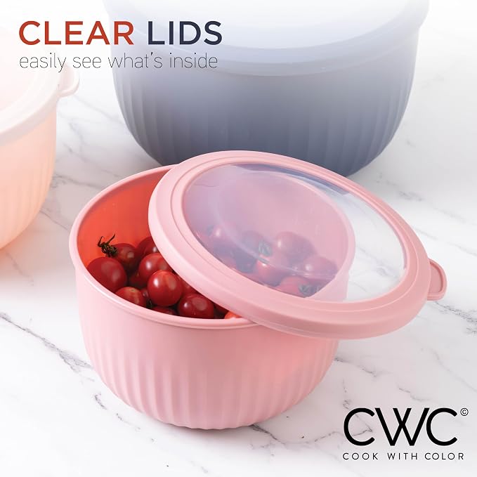 COOK WITH COLOR Prep Bowls with Lids- Wide and Deep Nesting Plastic Small - Image 6