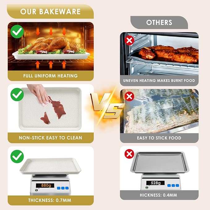 Baking Sheet Pan Set of 3, Nonstick Carbon Steel Cookie Sheets - Image 3