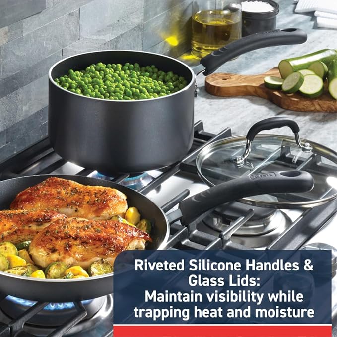 T-fal Experience Nonstick Cookware Set 12 Piece, Oven Broiler Safe 350F - Image 5