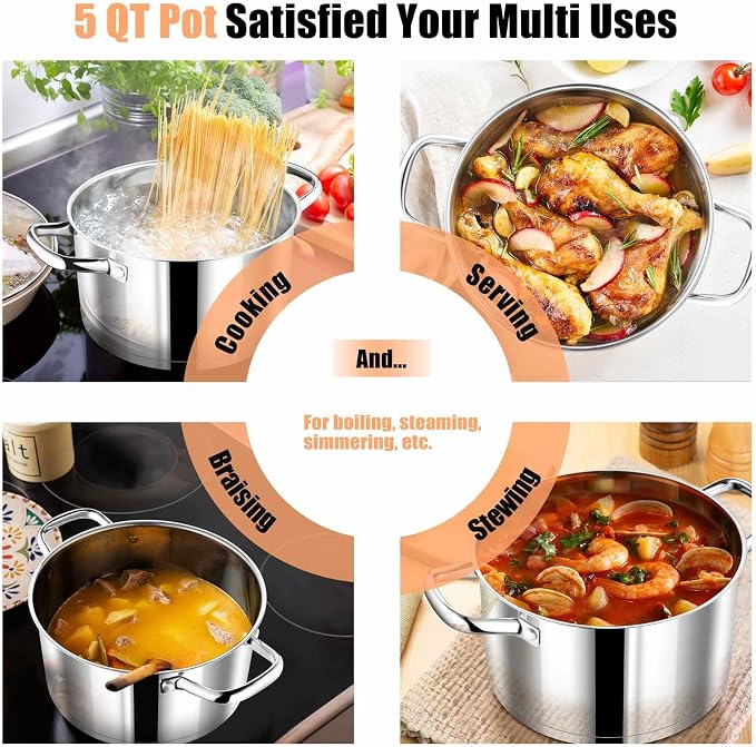 P&P CHEF 5 Quarts Cooking Stock Pot - Image 6
