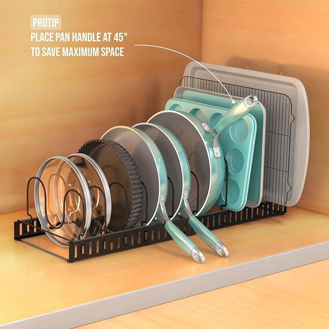 Norcalway Adjustable Bakeware Pots and Pans Organizer Under Cabinet, 14 - Image 4