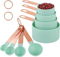 8-Piece Stackable Rose Gold Stainless Steel Handled Measuring Cups and Spoons by Unknown
