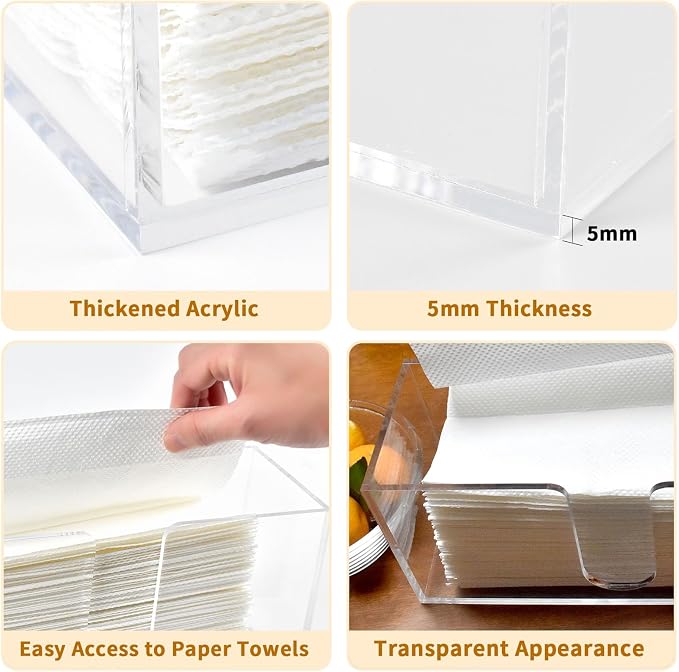 1 Pack Acrylic Paper Towel Holder, Countertop Napkin Dispenser - Image 4