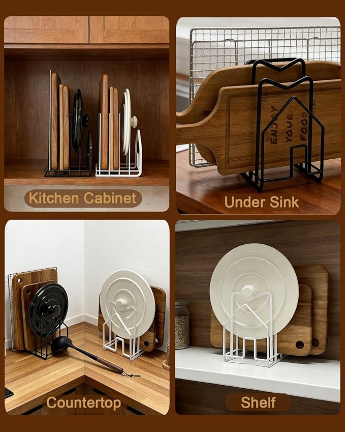 SUNFICON Cutting Board Rack Chopping Board Organizer Stand Holder Kitchen - Image 8