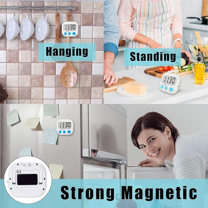 6 Pack Digital Kitchen Timers for Cooking Magnetic Timer for Cooking Loud Alarm - Image 7