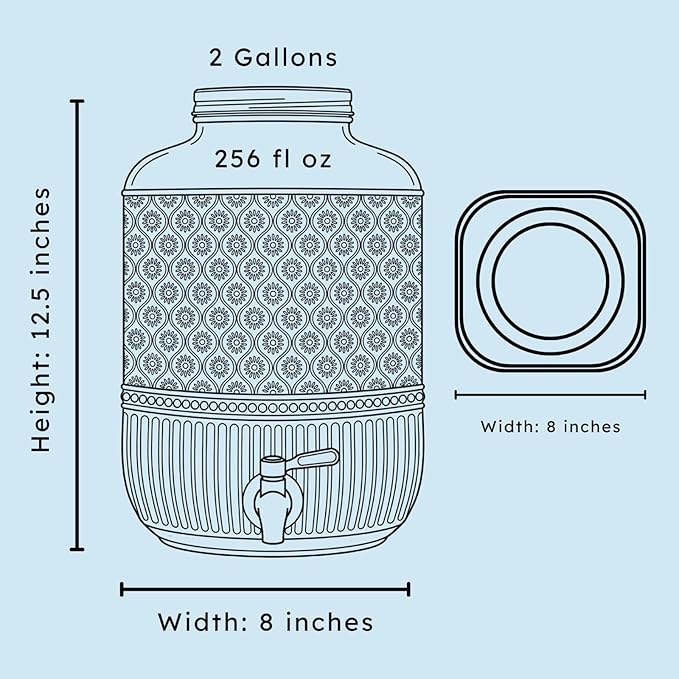Godinger Drink Dispenser 2 Gallon, Large Glass Water Dispenser - Image 4