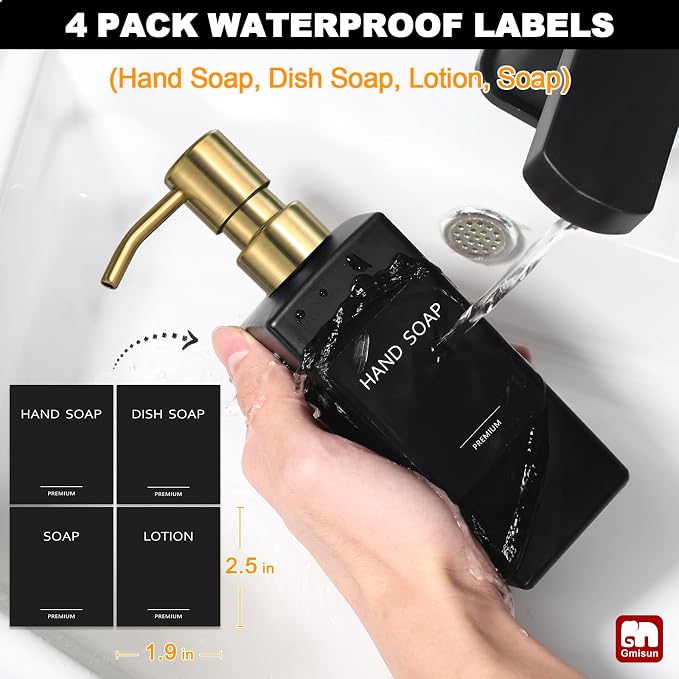 GMISUN Gold Soap Dispenser, Hand and Dish Soap Dispensers Set - Image 4