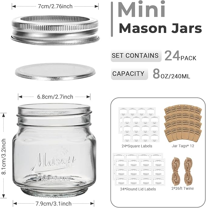 Eathtek 8 oz Glass Mason Jars - Image 2