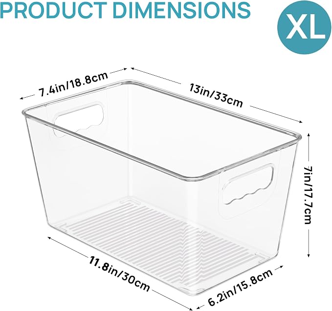 Vtopmart 6 PCS Clear Plastic Storage Bins, Pantry Organizer Containers - Image 2