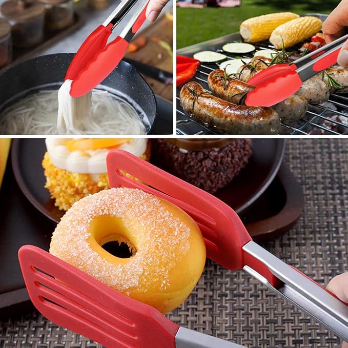 Mini Silicone Serving Tongs Set of 3, Small Kitchen Tongs - Image 6