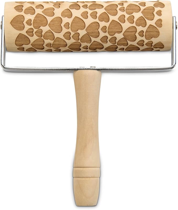 Mrs. Anderson’s Baking Mini Embossing Rolling Pin, Hearts Design, Poplar Wood by MrsAndersonsBaking