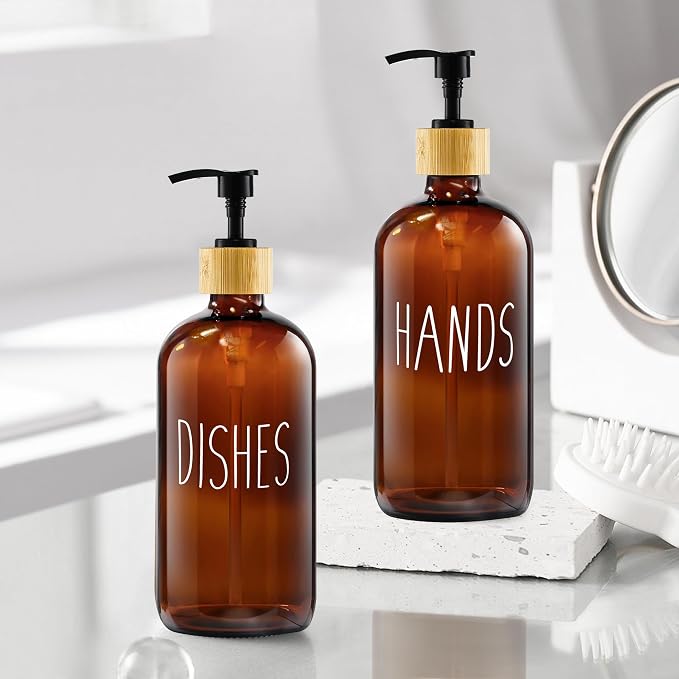 2 Pack Soap Dispenser, 17 Oz Refillable Glass Soap Dispenser - Image 6