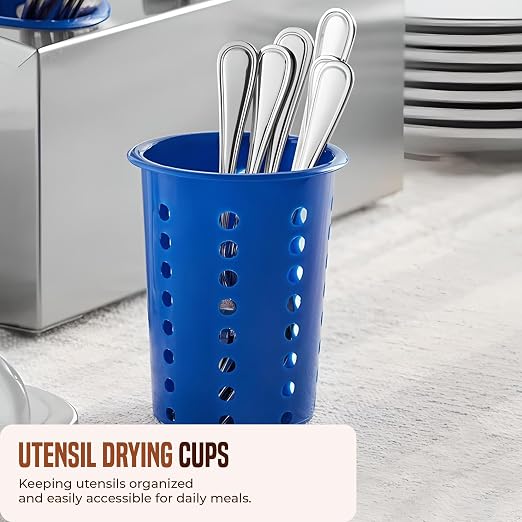 OCS Parts Perforated Utensil Drying Cups | Blue | Set of 3 | Plastic Flatware - Image 3
