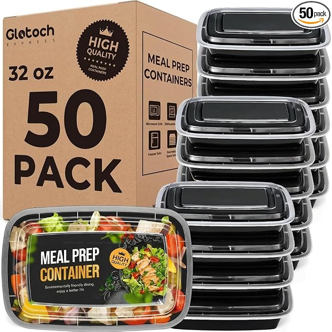 Glotoch Meal Prep Containers 32oz 50 Pack by GlotochExpress