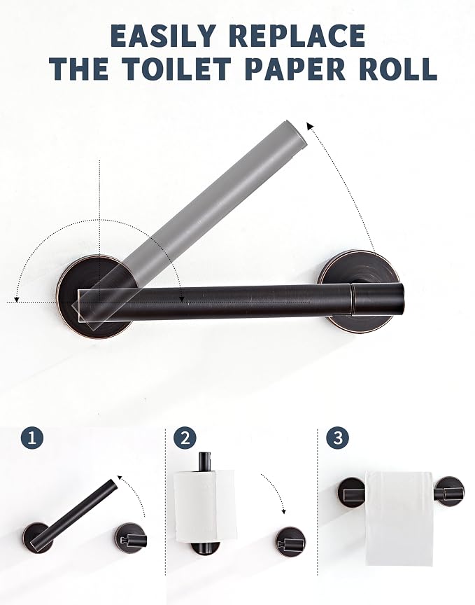 RARXTR Bronze Toilet Paper Holder SUS304 Stainless Steel Double Post Pivoting - Image 2
