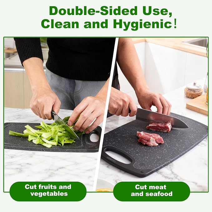 Cutting Boards Set, 15.7"×9.4" & 12.5"×7.7" Plastic Chopping Board Set - Image 4