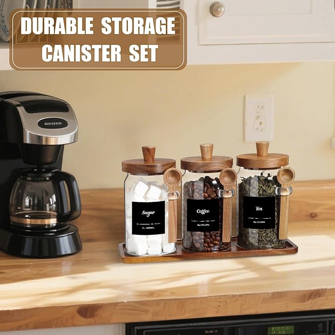 Suclain 3 Pcs Glass Coffee Container - Image 6