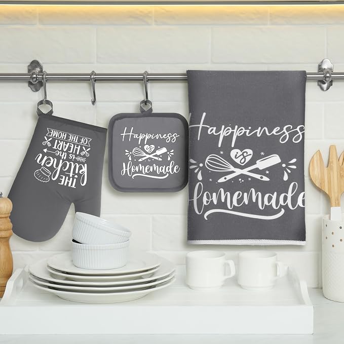 Sratte 6 Pcs Kitchen Decor Accessories Set Farmhouse Towels Pot Holders Oven - Image 2