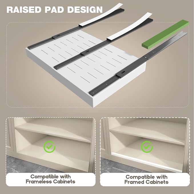 Seinloes 2 Pack Pull Out Cabinet Organizer 18" Deep, Full Extension 3 Slide - Image 2