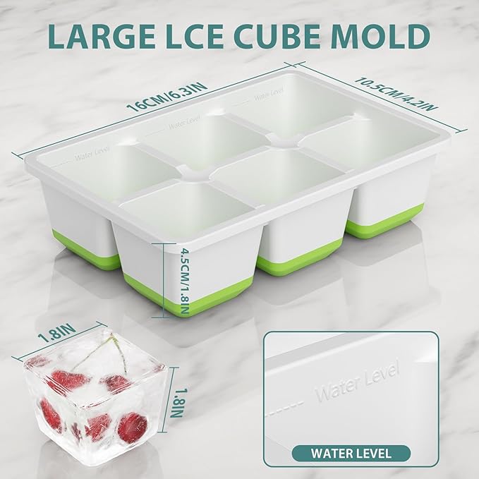 Optish Large Ice Cube Molds, 2 Pack Whiskey Square Ice Molds, 1.8 Inch Big Ice - Image 2