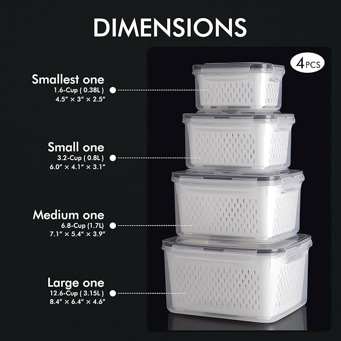 HOTEC 4-Pack Large Fruit Storage Container - Image 2