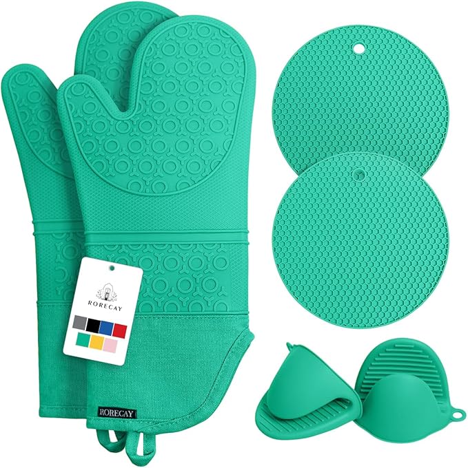 Rorecay 6pcs Oven Mitts and Pot Holders Sets Heat Resistant 500 Degrees by Rorecay