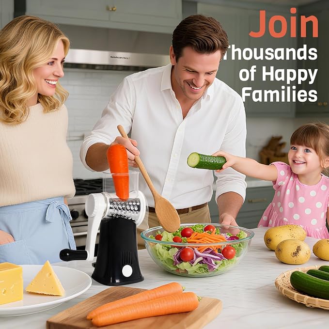 5-in-1 Rotary Cheese Grater Hand Crank, Vegetable Slicer Shredder - Image 9