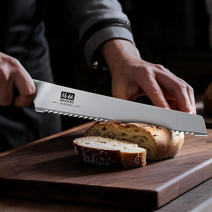 SHAN ZU Bread Knife 8 Inch, Japanese High Carbon 10Cr15Mov Stainless Steel Cake - Image 6