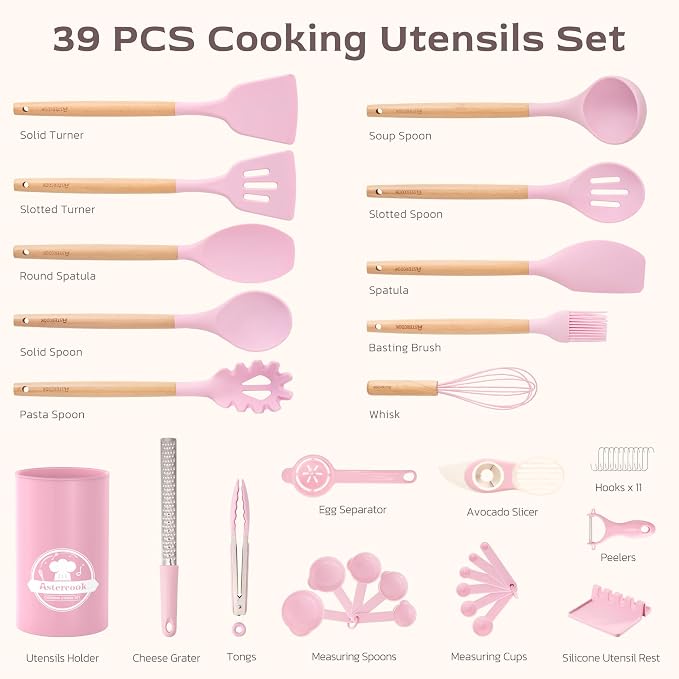 Astercook Kitchen Utensils set, 446°F Heat Resistant Food Grade Utensil Sets - Image 9