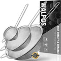 Walfos Fine Mesh Strainers Set, Premium Stainless Steel Colanders and Sifters by Walfos