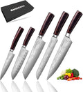 Professional Kitchen Knife Set, 5-Piece High Carbon German Stainless Steel Chef by SANDEWILY