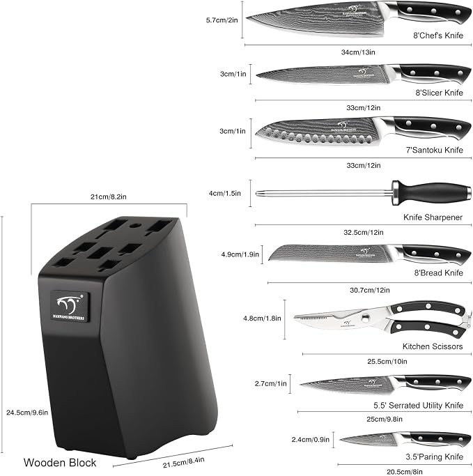 Damascus Kitchen Knife Sets, 9 Pieces Kitchen Knives Set - Image 2