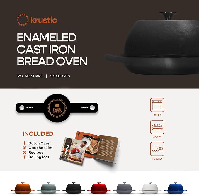 Enameled Cast Iron Dutch Oven for Sourdough Bread Baking | 6 Quart Pot - Image 5