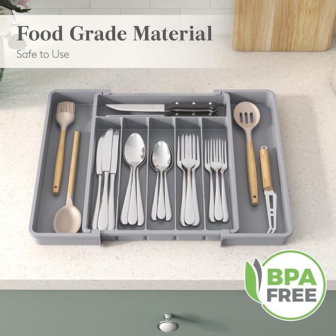 Lifewit Silverware Drawer Organizer, Expandable Utensil Tray - Image 7